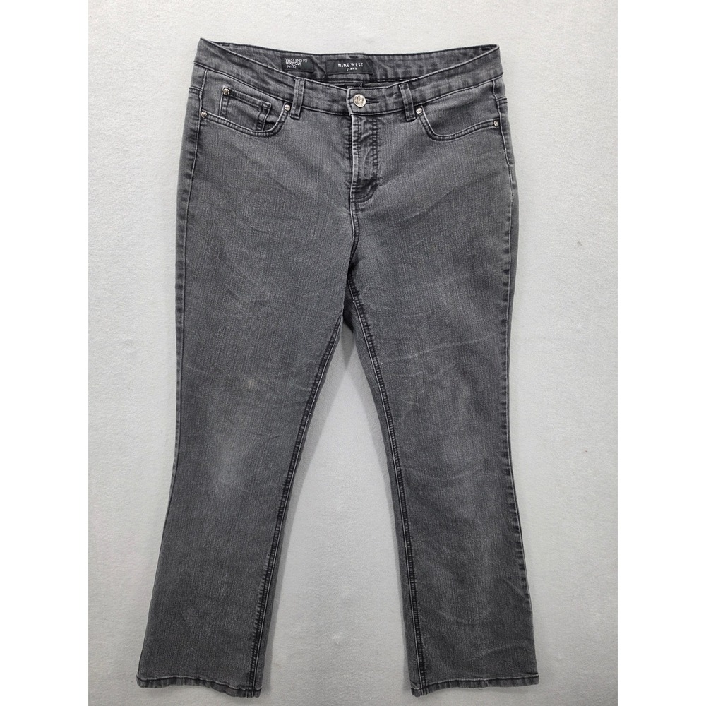 Nine West Jeans West End Fit Bootcut Gray Denim Pants Women's Size 14R Stretch